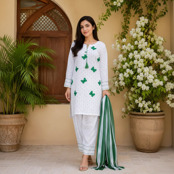 14 August 3 Pcs Women's Stitched Fancy Embroidered Suit