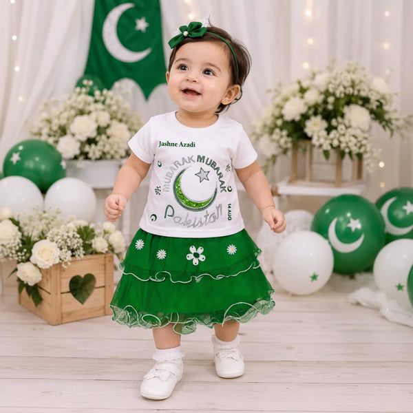 14 August 2 Pcs Girl's Fancy Embroidered Shirt And Skirt Set