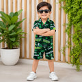 14 August 2 Pcs Boy's Dhanak Printed Shirt And Shorts Set