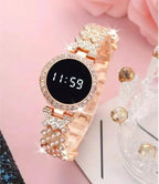 Digital Watch Gold Crystal Chain Strap for Women