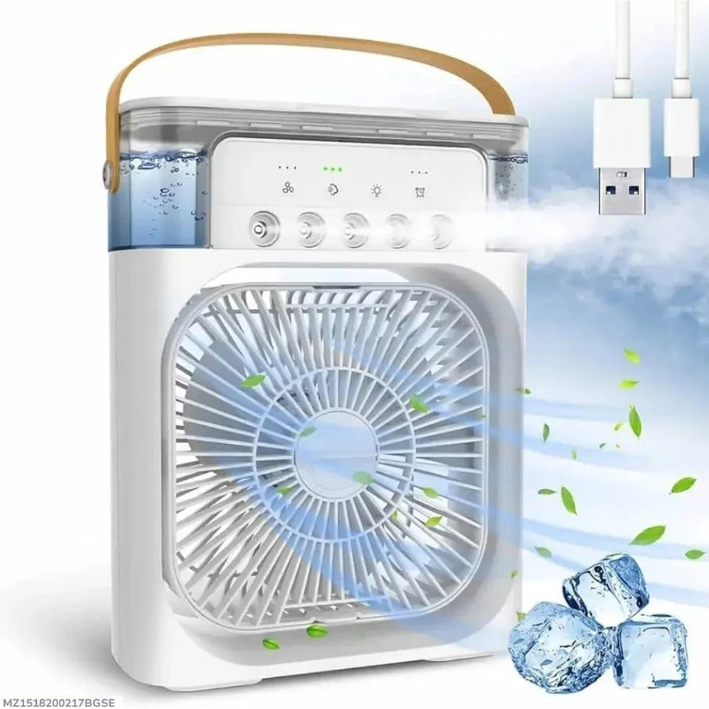 USB Rechargeable Desk Fan with Ice Cooling