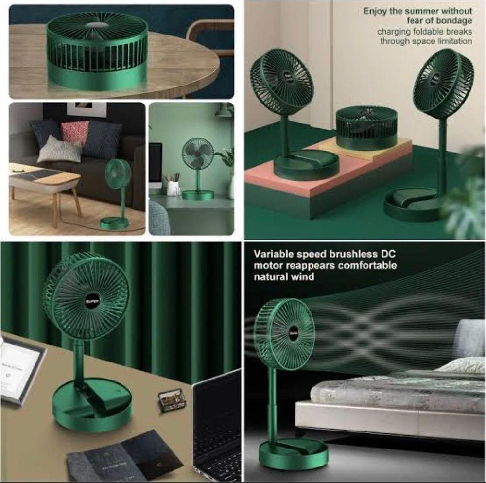 Rechargeable Green Desk Fan 1000mAh Portable