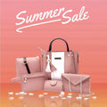 Women's Pink Rexine Handbag Set 5 Pcs