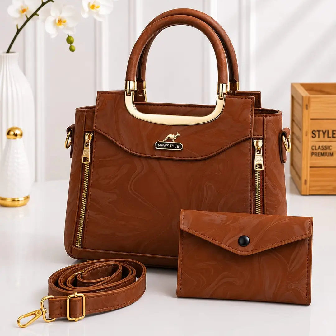 Women's Leather Printed Hand Bag Set