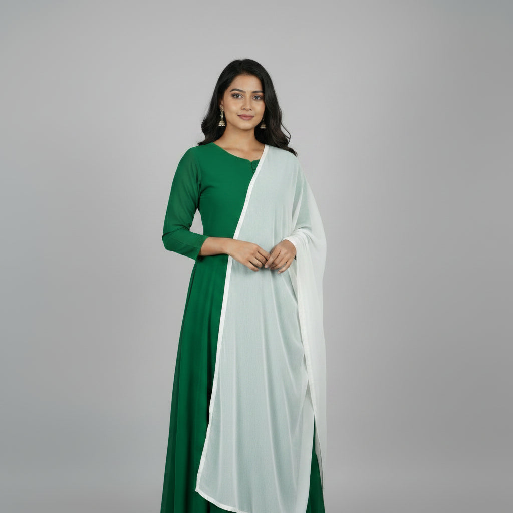 3 Pcs Women's Stitched Plain Maxi Suit