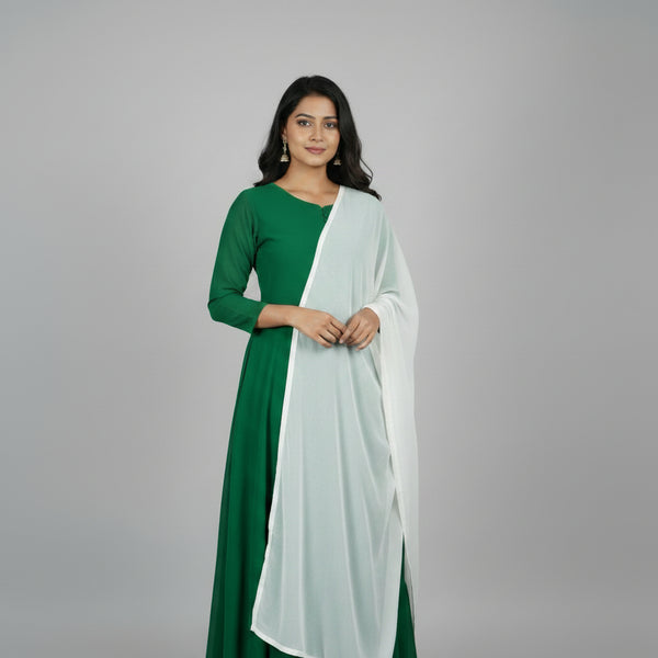 3 Pcs Women's Stitched Plain Maxi Suit
