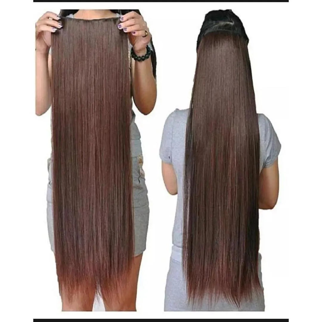 27-inch Black Synthetic Hair Extensions for Daily Wear
