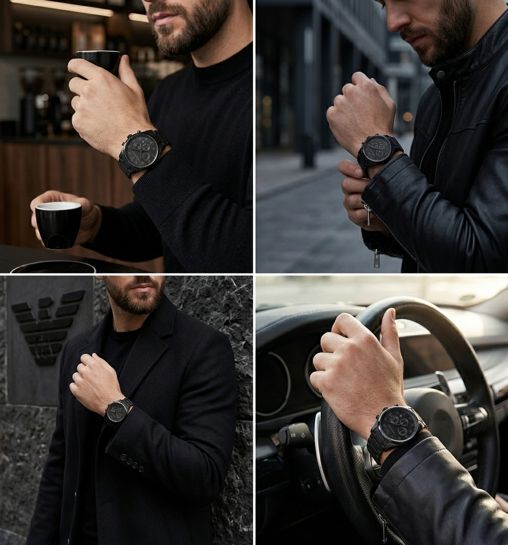 Emporio Armani Chronograph Watch Stainless Steel Black