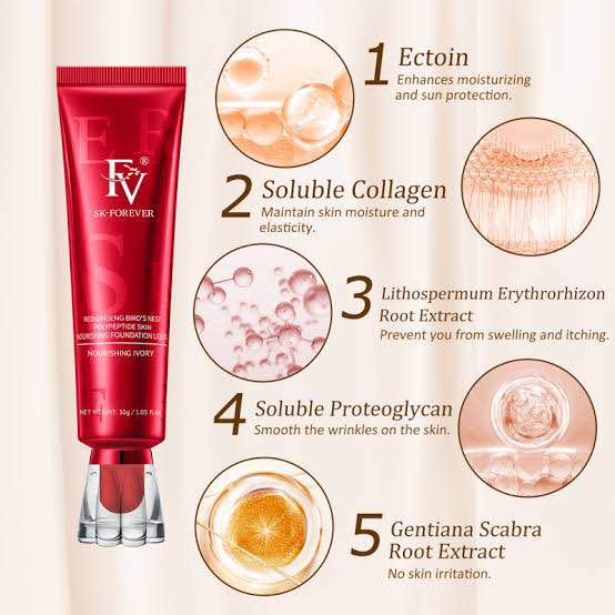 Red Diamond FV Foundation Original korean product Oil Absorb Liquid Foundation | Best Tube Foundation 30g