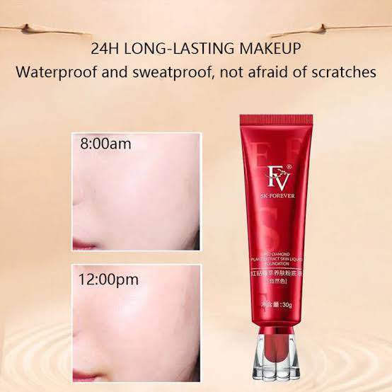 Red Diamond FV Foundation Original korean product Oil Absorb Liquid Foundation | Best Tube Foundation 30g