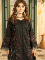 Lehran - U4B Women's Stitched Embroidered Lawn Suit - 3 Pcs In Black