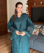Teal Majestique - Lawn Cotton Embroidered Dress