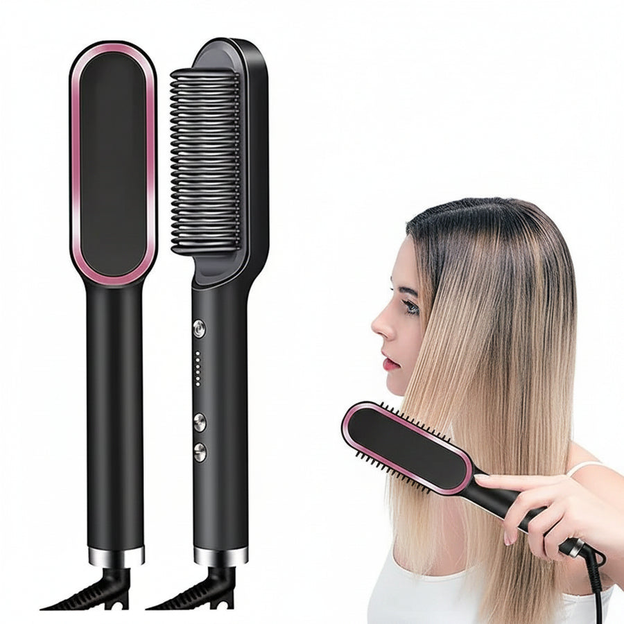 909 Cordless Hair Straightener Brush | USB Rechargeable Hair Straightening Comb | Fast Heating Anti-Scald Hair Styling Brush for Women | Portable Hair Straightener