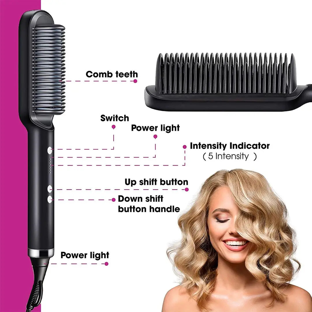 909 Cordless Hair Straightener Brush | USB Rechargeable Hair Straightening Comb | Fast Heating Anti-Scald Hair Styling Brush for Women | Portable Hair Straightener