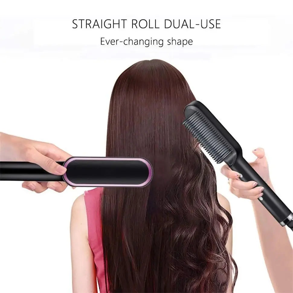 909 Cordless Hair Straightener Brush | USB Rechargeable Hair Straightening Comb | Fast Heating Anti-Scald Hair Styling Brush for Women | Portable Hair Straightener
