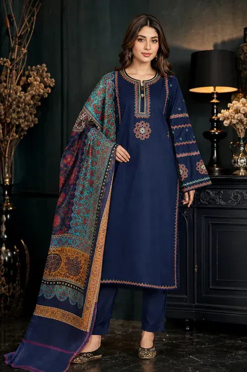 Kaifiyat 3 Pcs Stitched Women's Embroidered Lawn Suit