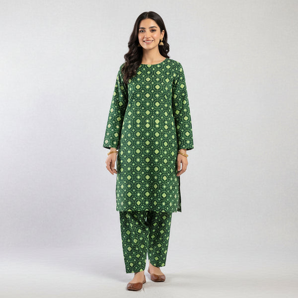 2 Pcs Women's Unstitched Printed Suit