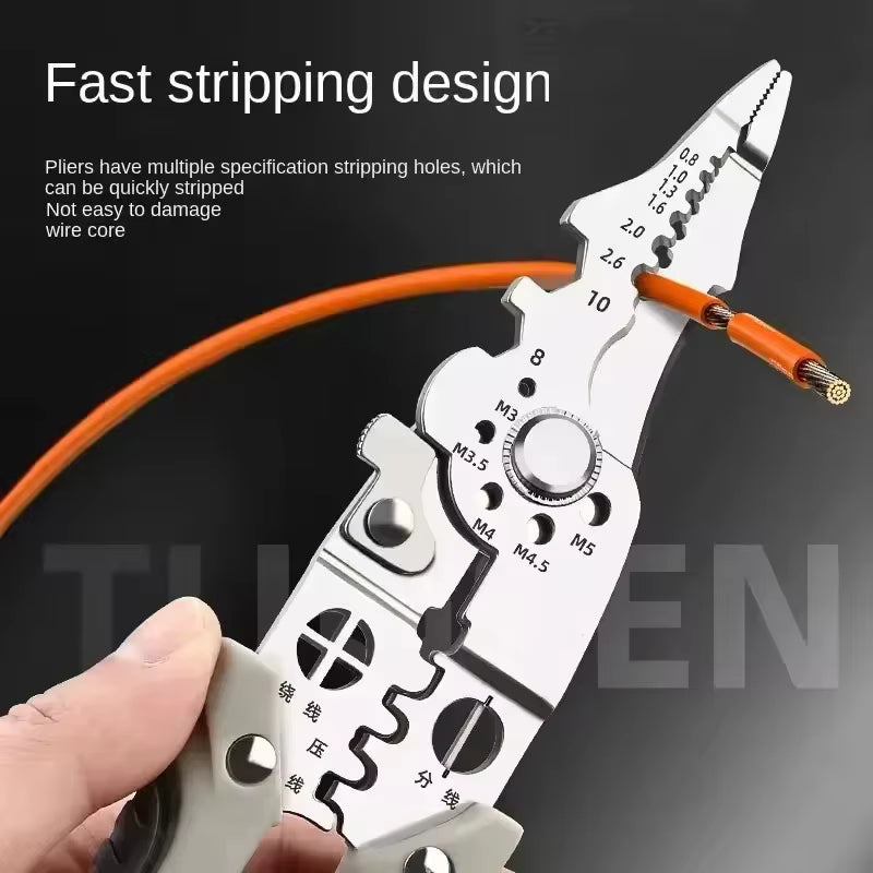 Electrician Wire Stripper Pliers Multi-Function Grey Chrome Vanadium