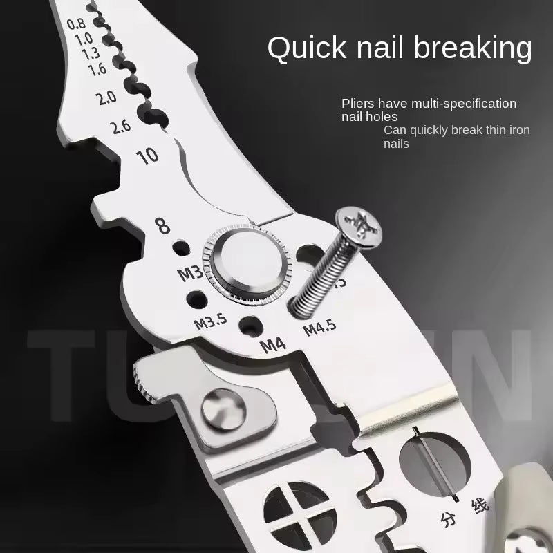 Electrician Wire Stripper Pliers Multi-Function Grey Chrome Vanadium