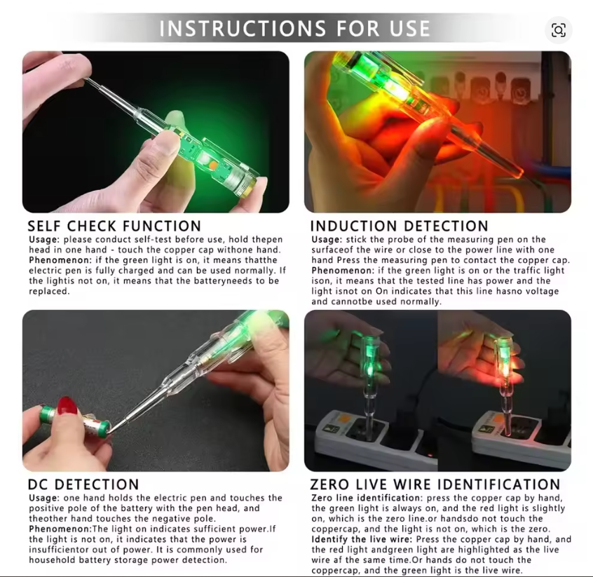 Intelligent LED Voltage Tester Pen & Screwdriver (24–250V)