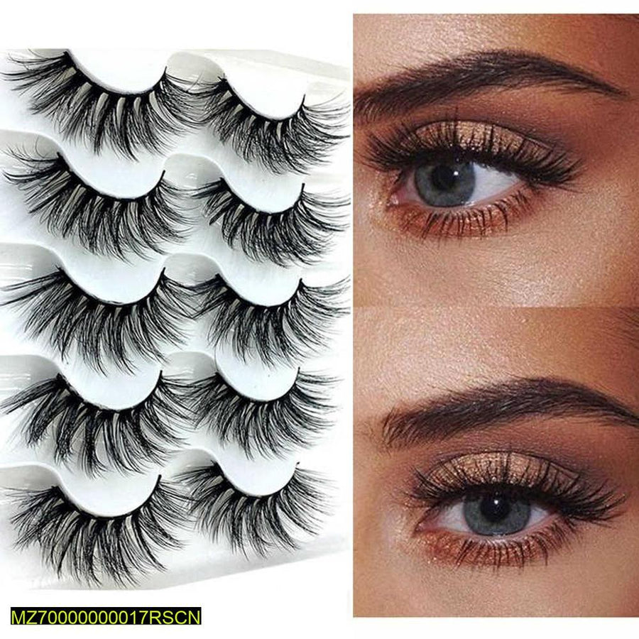 Premium False Eyelashes Black Fiber Pack of 2