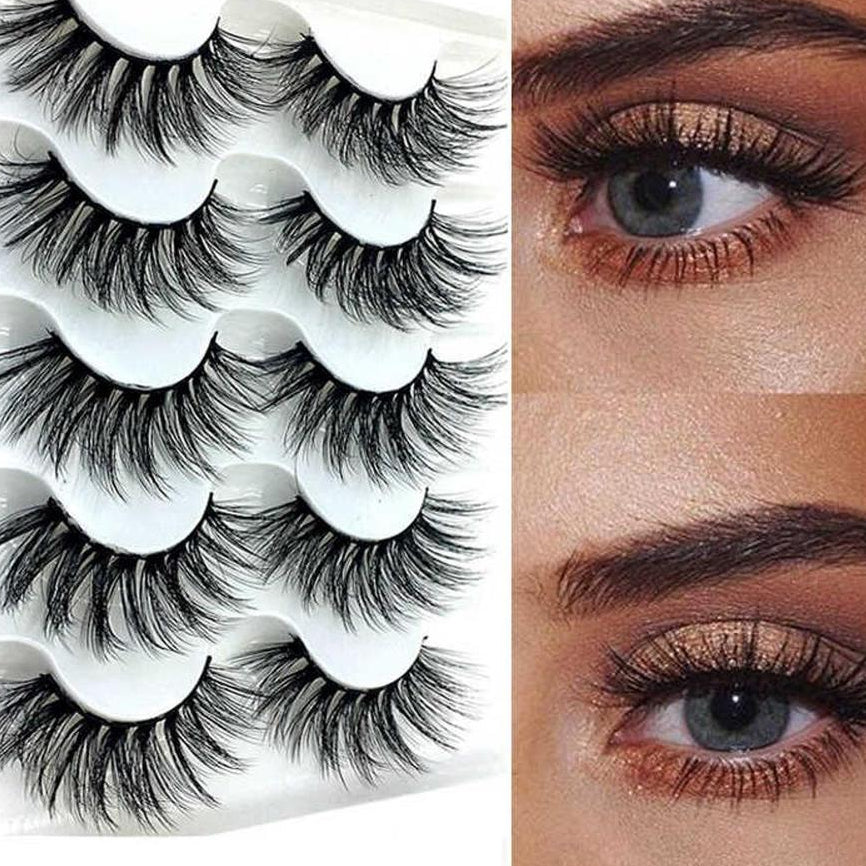 Premium False Eyelashes Black Fiber Pack of 2