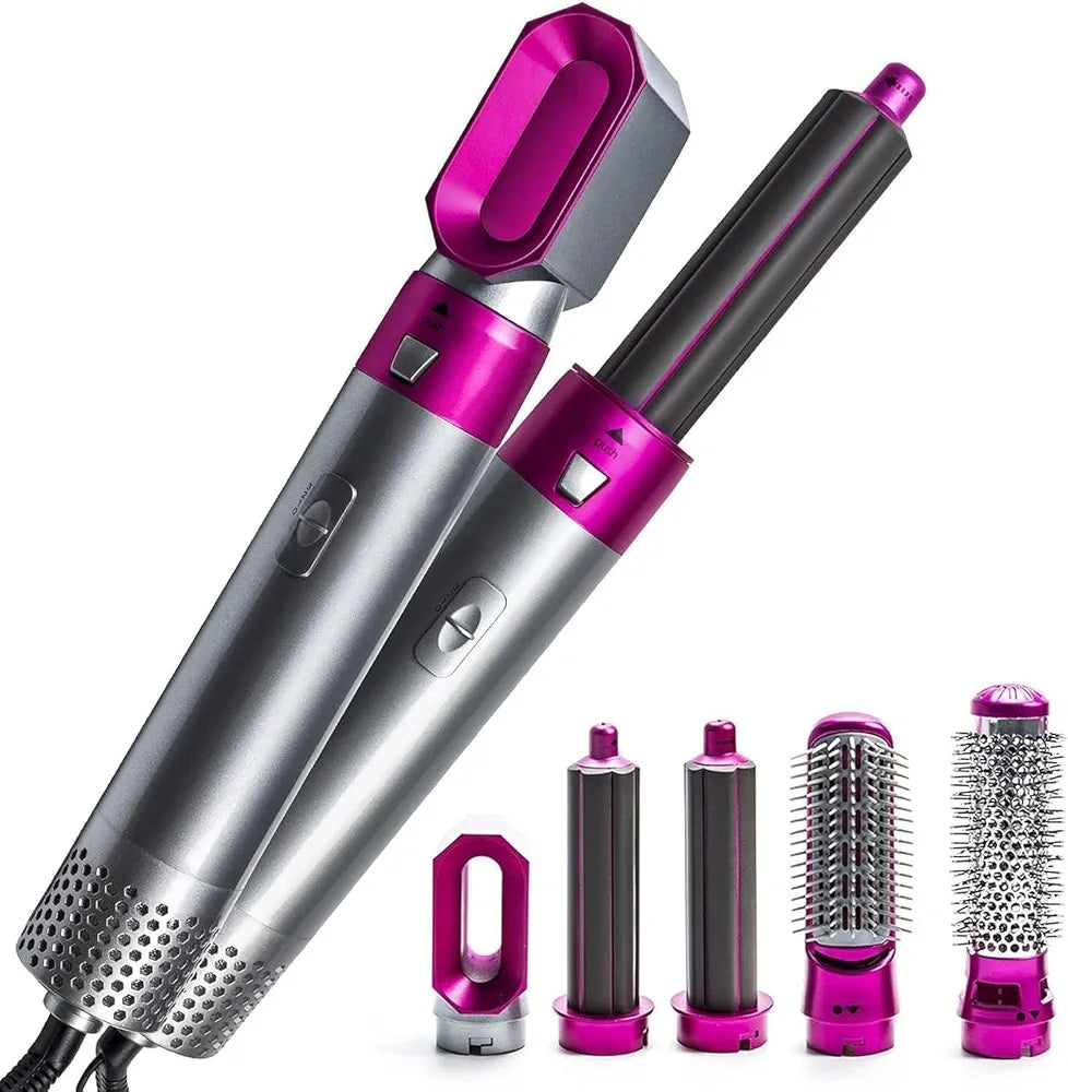 5 in 1 Hot Air Brush Hair Styler, Multifunctional Hair Styling Tool with 3 Heat Levels, Blow Dryer Brush for Straightening Curling and Drying