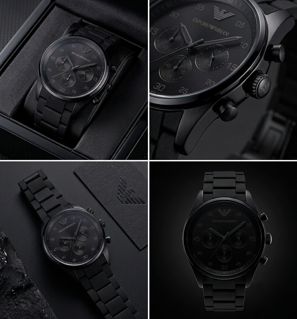 Emporio Armani Chronograph Watch Stainless Steel Black